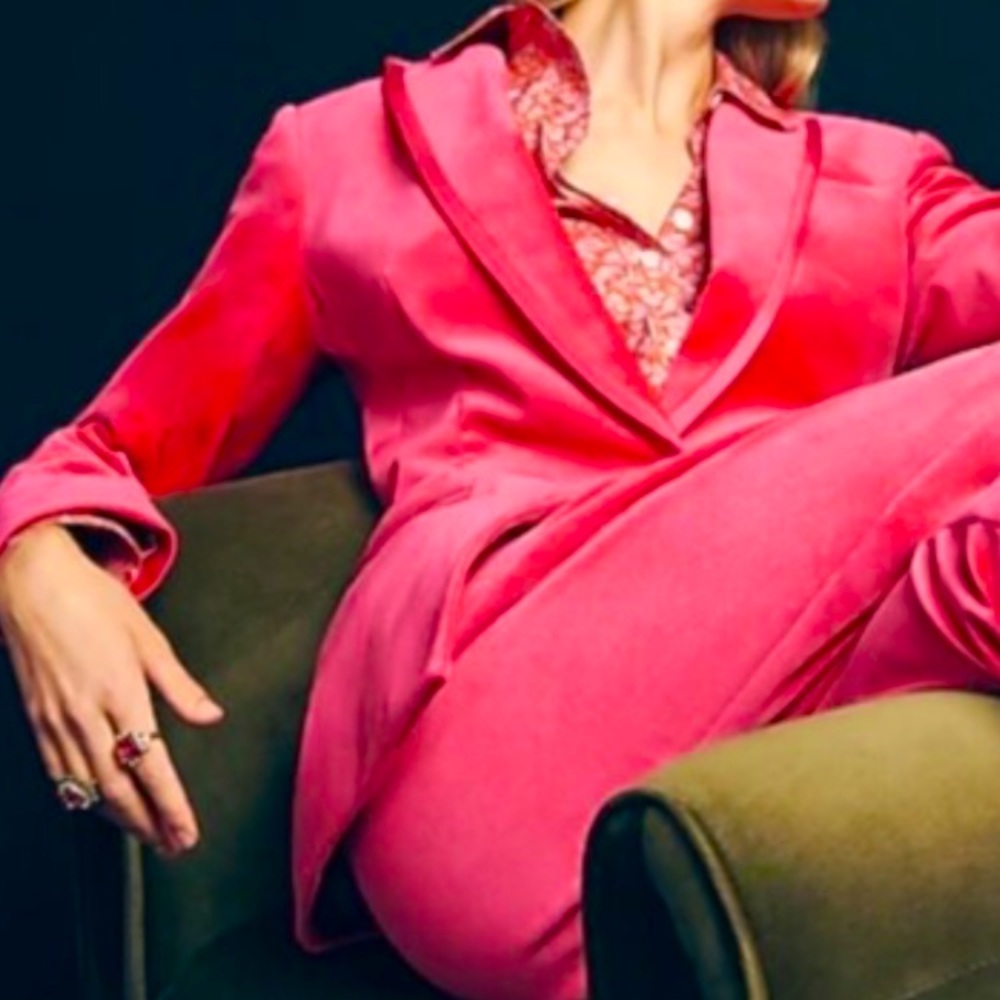 J Crew Collection Velvet Full Complete Pink Suit Willa Blazer 6 Kate Pants 4P